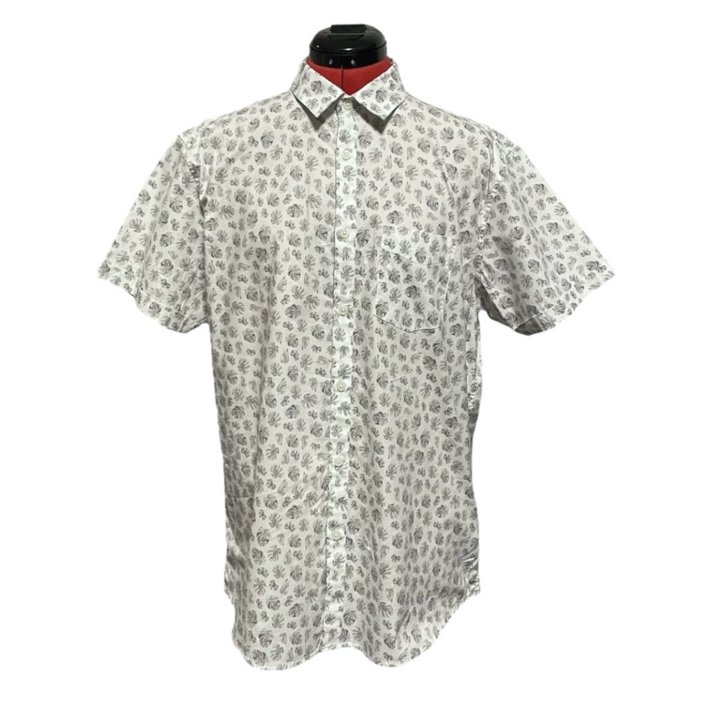 Men’s Marc Anthony Luxury Slim Fit Short Sleeve Button Down White Shirt Size L